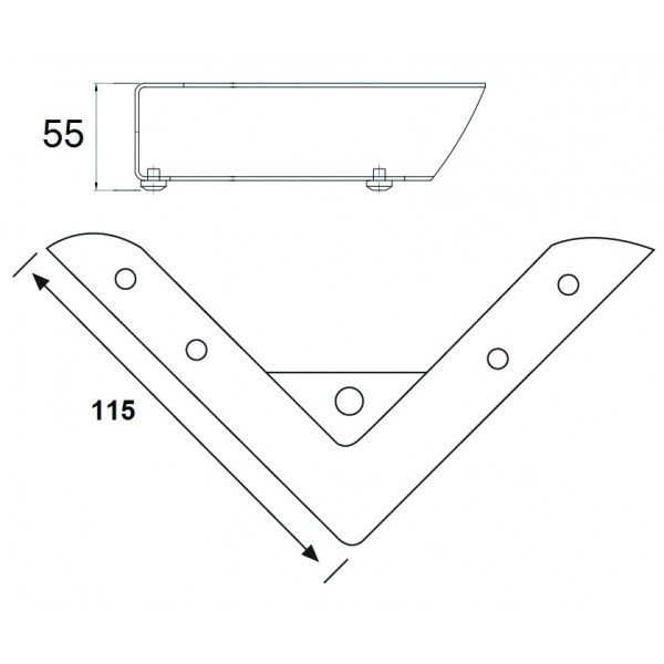 Ніжка меблева (опора) нерегульована SIGMA кутова L=115x115, H-55мм Хром (MO1254)