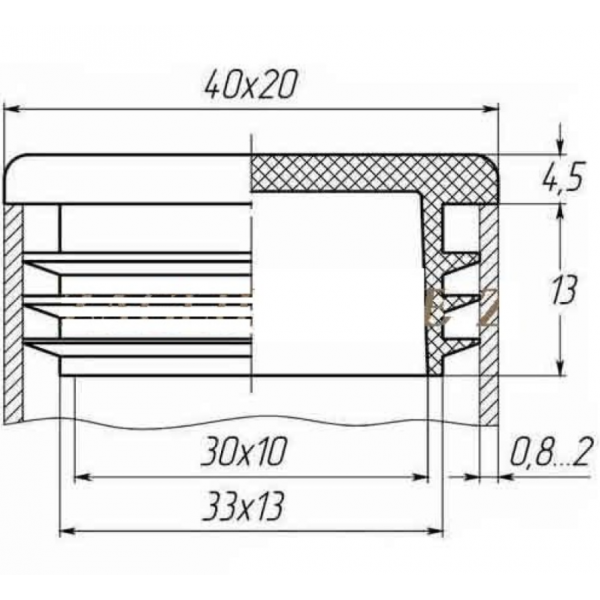 Заглушка для труби Termoplast внутрішня прямокутна 40x20мм пластик Чорна (ZG0799)
