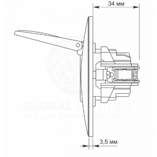 Розетка VIDEX одинарна врізна із заземленням з кришкою 86ммx86мм Чорна (RO1505)