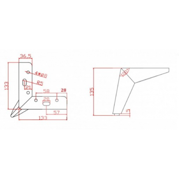 Ножка мебельная (опора) нерегулируемая SIGMA FL 153 H-135мм золото глянцева (MO1351)