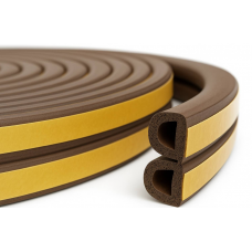 Самоклеючий ущільнювач D профіль 9x7.5 каучуковий для вікон та дверей Коричневий 100 метрів (2 полоски по 50 метрів) (UD1108)