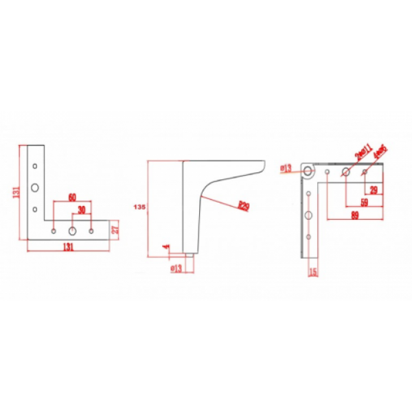 Ножка мебельная (опора) нерегулируемая SIGMA F435 H-130мм золото глянцева (MO1354)