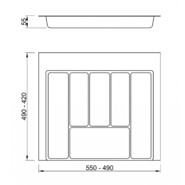 Організація для столових приборів (лоток) MULLER білий матовий L=490 мм W=550 мм (SO0943)