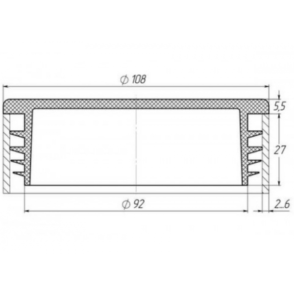  Заглушка для труби Termoplast внутрішня кругла D=108мм пластик Чорна (ZG0783)