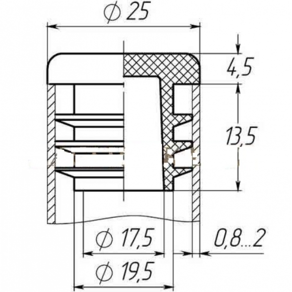 Заглушка для труби Termoplast внутрішня кругла D=25мм пластик Чорна (ZG0777)