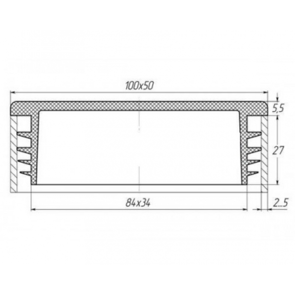 Заглушка для труби Termoplast внутрішня прямокутна 100x50мм пластик Чорна (ZG0800)