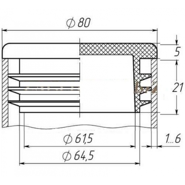Заглушка для труби Termoplast внутрішня кругла D=80мм пластик Чорна (ZG0781)