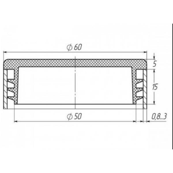 Заглушка для труби Termoplast внутрішня кругла D=60мм пластик Чорна (ZG0780)